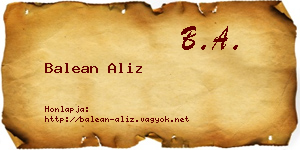 Balean Aliz névjegykártya